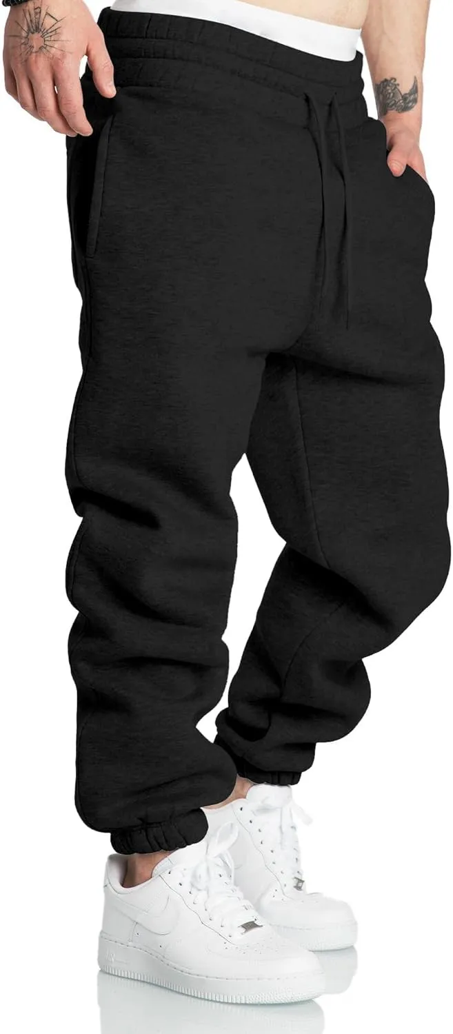 A WATERWANG Men's Sweatpants Casual Cotton Tapered Joggers Athletic Sweat Pants for Men Workout Running with Pockets