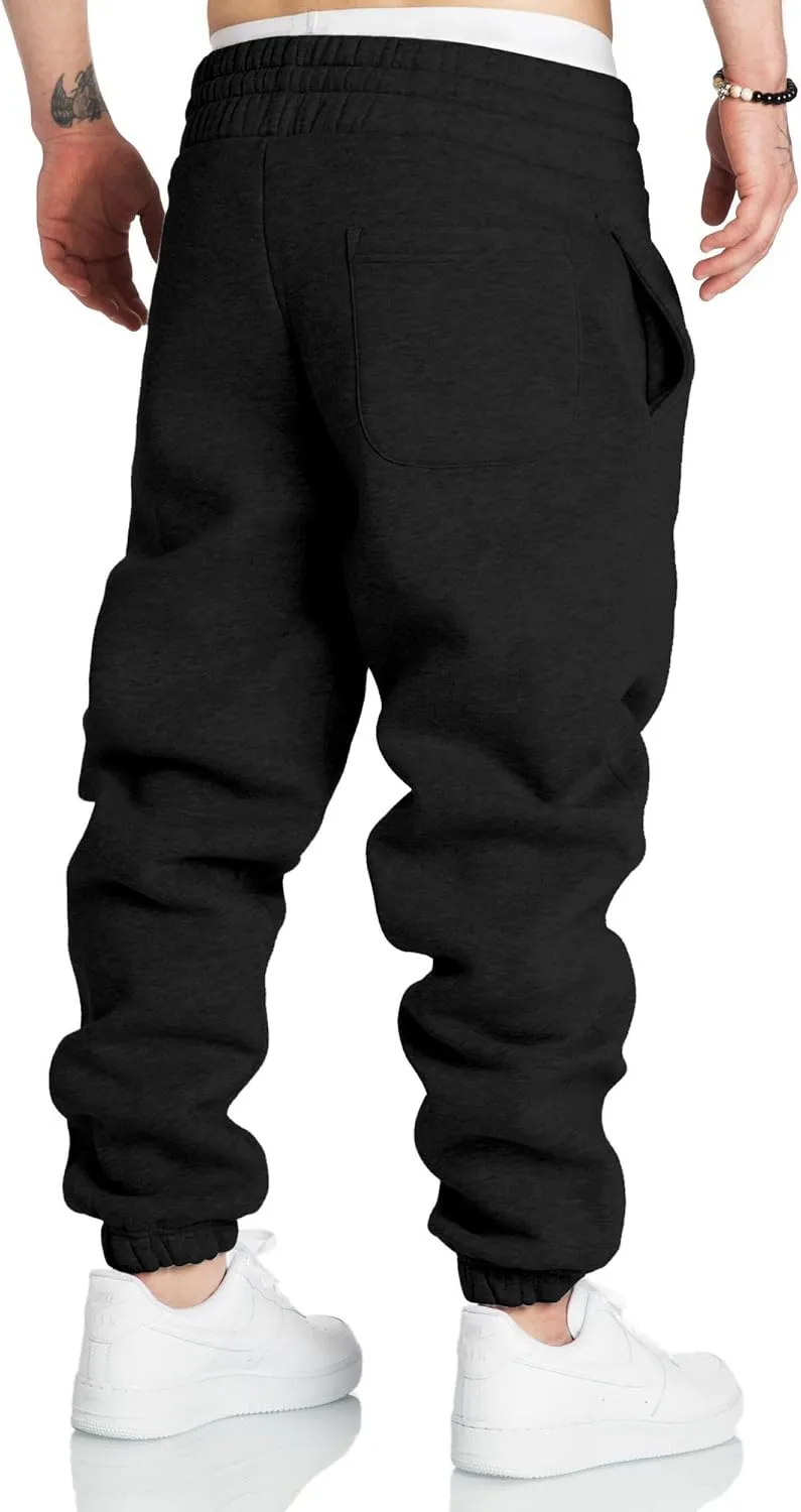 A WATERWANG Men's Sweatpants Casual Cotton Tapered Joggers Athletic Sweat Pants for Men Workout Running with Pockets