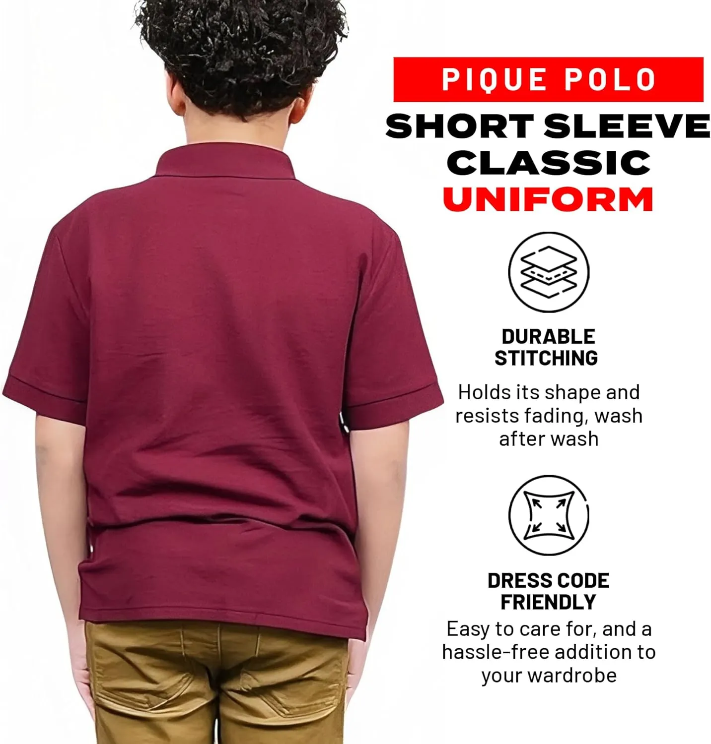 Access Unisex Short Sleeve School Uniform Pique Kids Polo Shirts, Made from 100% Cotton, Durable Polo Shirts for Boys & Girls