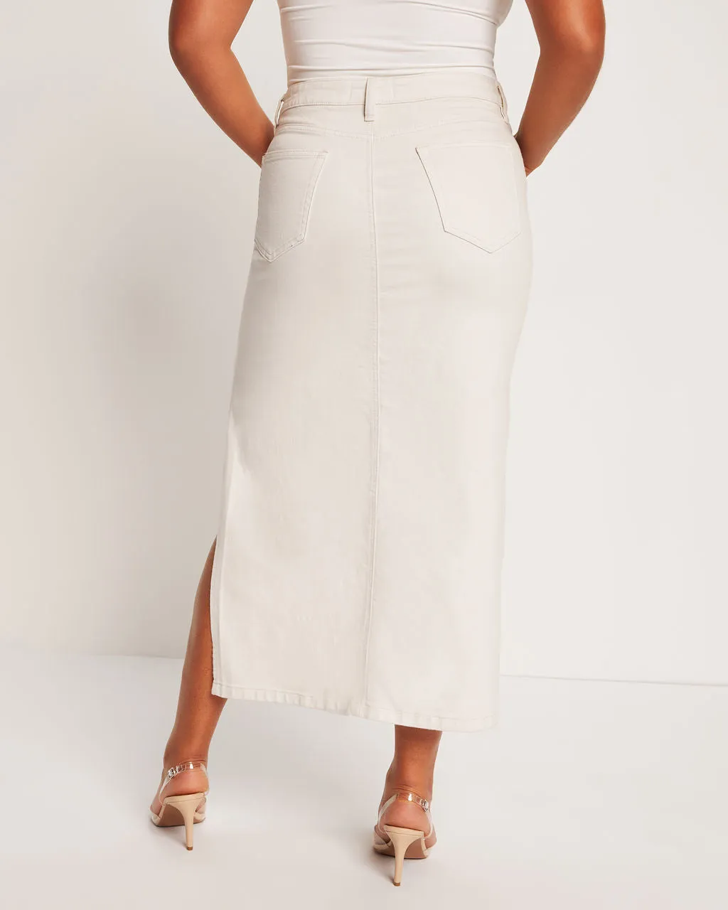 Berkeley Side Slit Denim Midi Skirt