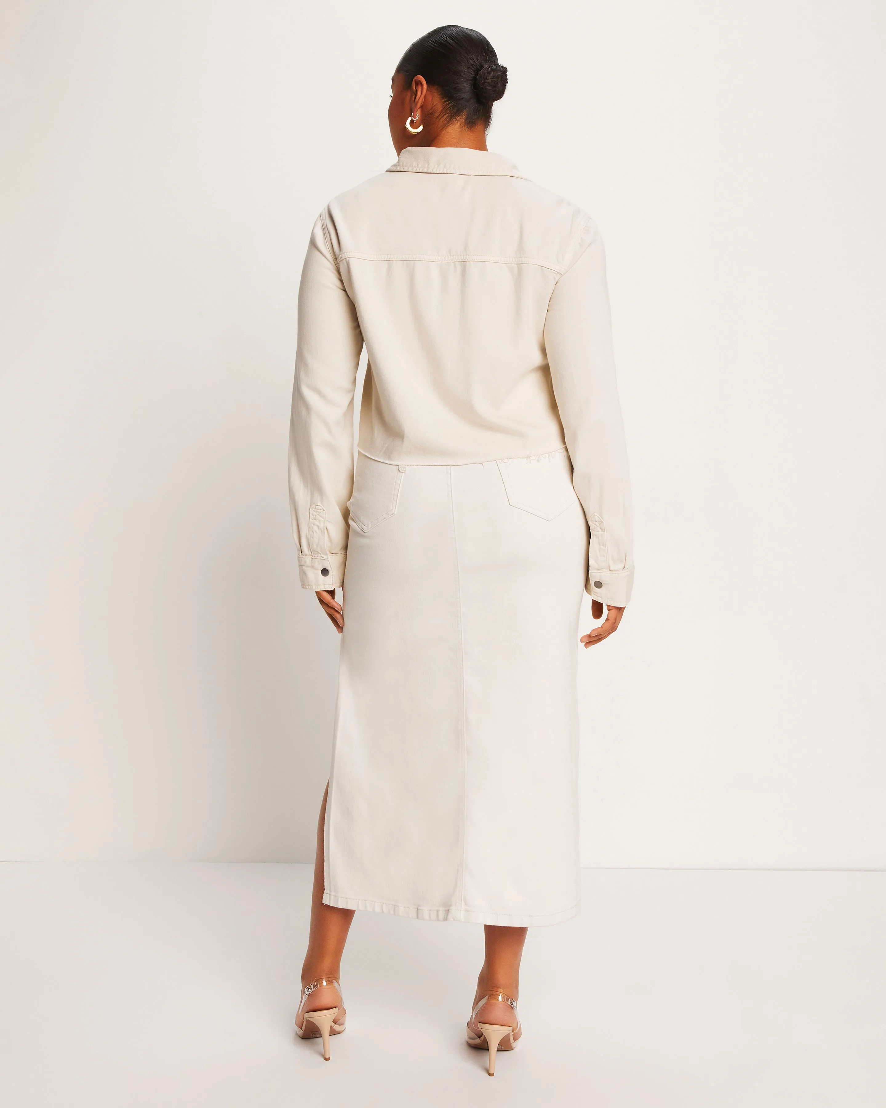 Berkeley Side Slit Denim Midi Skirt