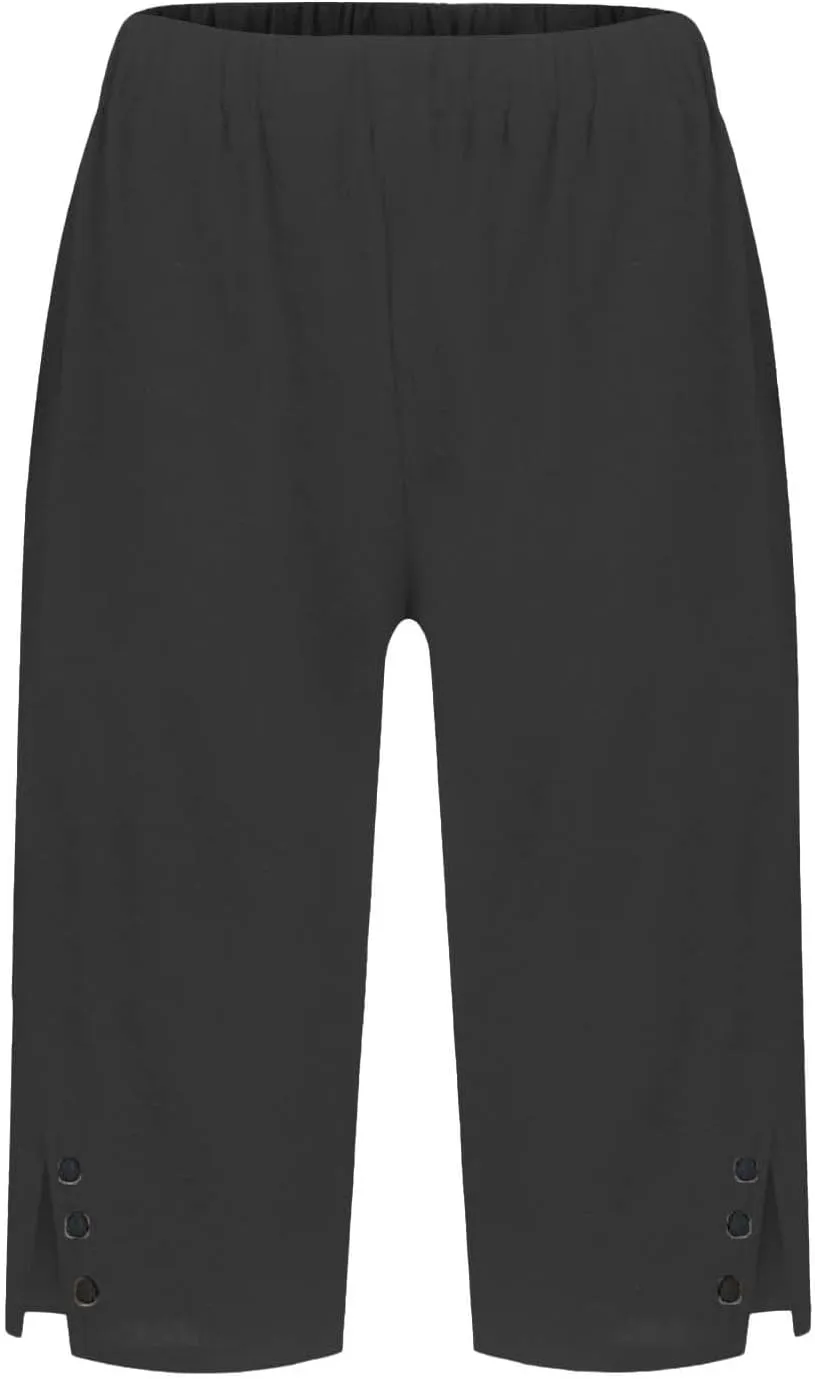 Capris for Women,Womens Capris Linen Pants with Pockets Cotton Trousers for Women Ladies Summer Loose Slacks