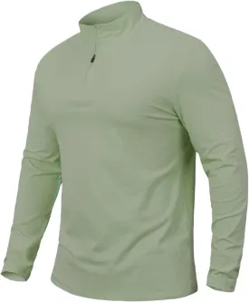 CARWORNIC Men's 1/4 Zip Pullover Long Sleeve Shirt Casual Slim Fit Stretch Cotton Mock Neck Work Golf Shirts