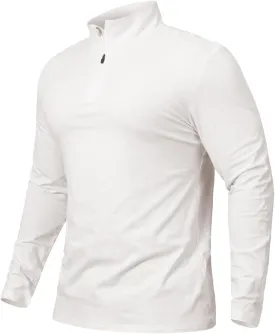 CARWORNIC Men's 1/4 Zip Pullover Long Sleeve Shirt Casual Slim Fit Stretch Cotton Mock Neck Work Golf Shirts