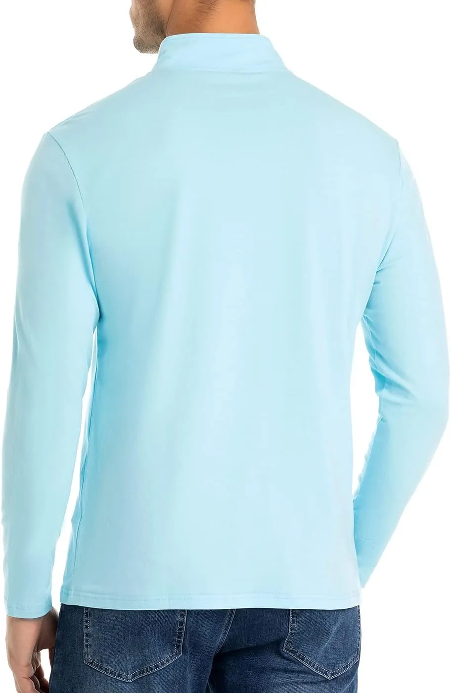 CARWORNIC Men's 1/4 Zip Pullover Long Sleeve Shirt Casual Slim Fit Stretch Cotton Mock Neck Work Golf Shirts