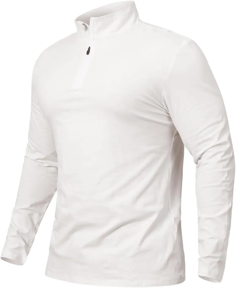 CARWORNIC Men's 1/4 Zip Pullover Long Sleeve Shirt Casual Slim Fit Stretch Cotton Mock Neck Work Golf Shirts