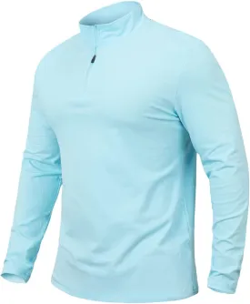 CARWORNIC Men's 1/4 Zip Pullover Long Sleeve Shirt Casual Slim Fit Stretch Cotton Mock Neck Work Golf Shirts