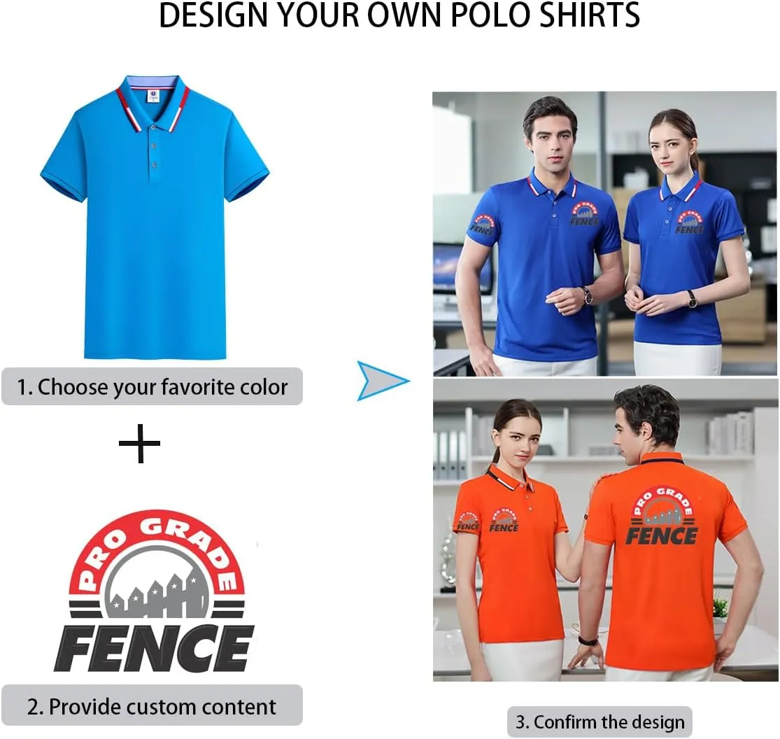 Custom Polo Shirts Design Your Own Personalized Golf Shirt with Logo/Text/Image for Men/Women