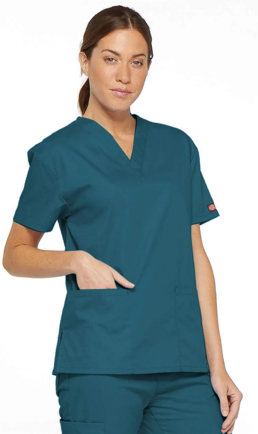 Dickies Women's V-Neck Scrub Top with 3 Pockets and Side Vents - 86706