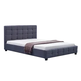 Durable Grey Queen Bed Frame with Tufted Headboard, Palermo