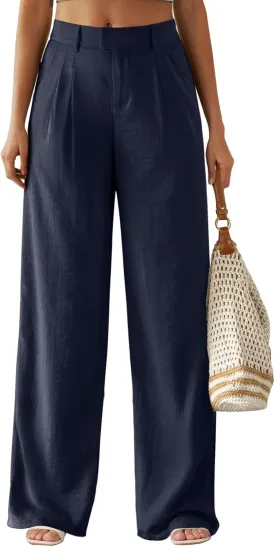 Feiersi Women's Wide Leg Pants Casual High Waisted Slacks Straight Dressy Pants Palazzo Trousers with Pockets