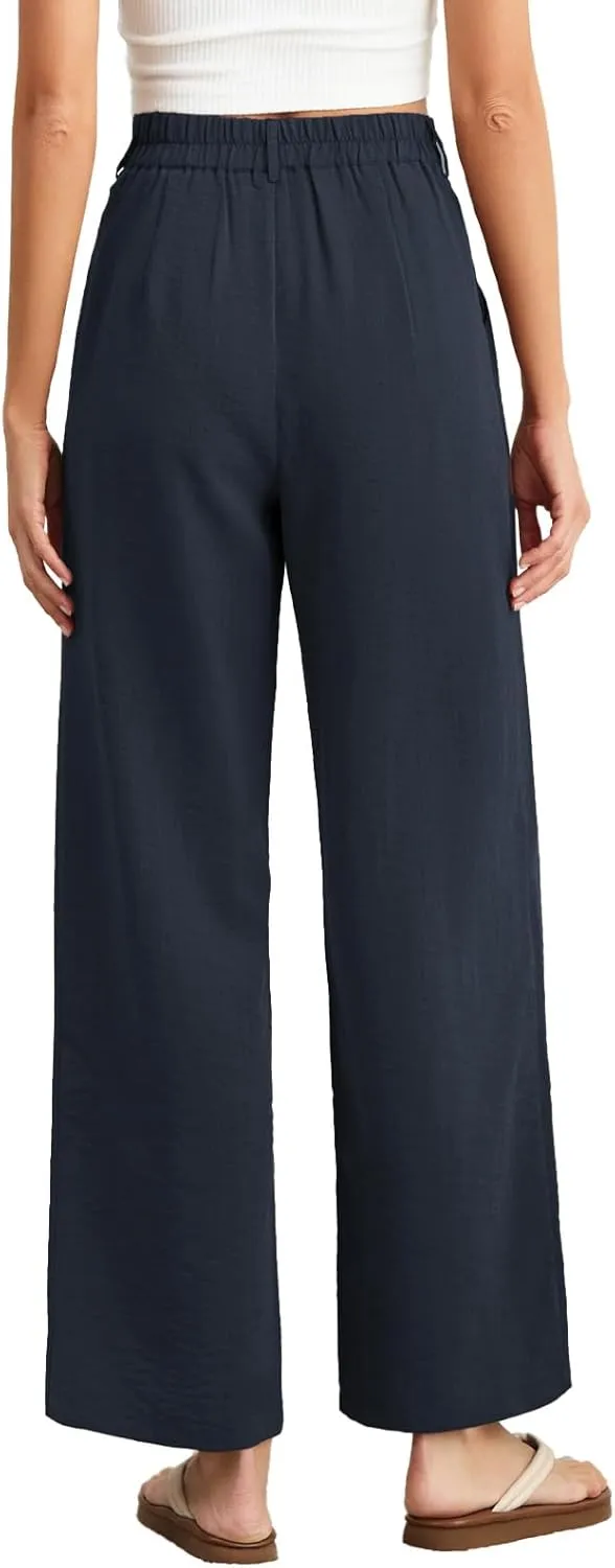 Feiersi Women's Wide Leg Pants Casual High Waisted Slacks Straight Dressy Pants Palazzo Trousers with Pockets