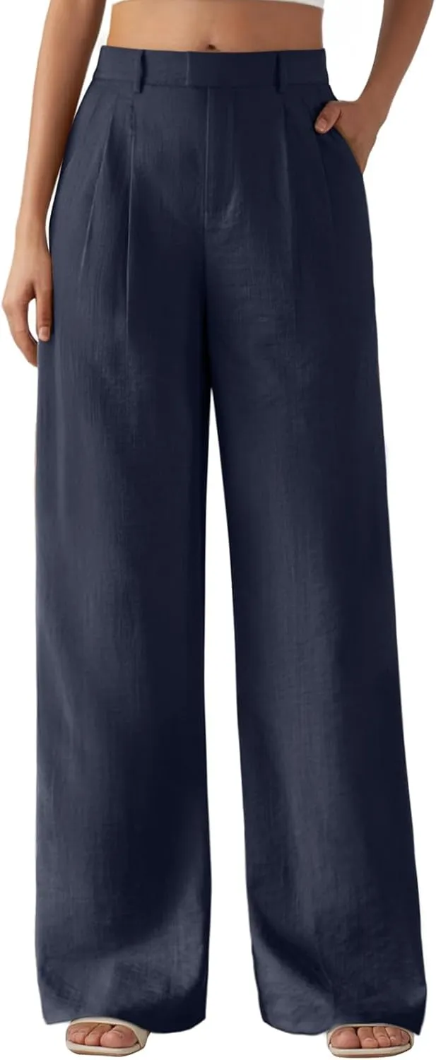 Feiersi Women's Wide Leg Pants Casual High Waisted Slacks Straight Dressy Pants Palazzo Trousers with Pockets
