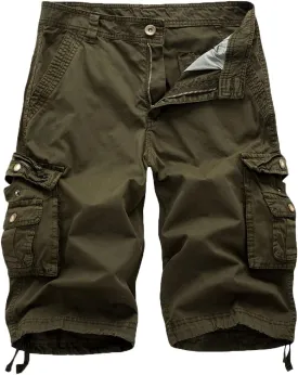 FOURSTEEDS Women's Cotton Loose Fit Zipper Multi-Pockets Twill Bermuda Drawstring Women Cargo Shorts