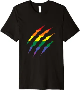 Gay Pride Rainbow Flag Claw Mark Design LGBT Rights, Parade Premium T-Shirt