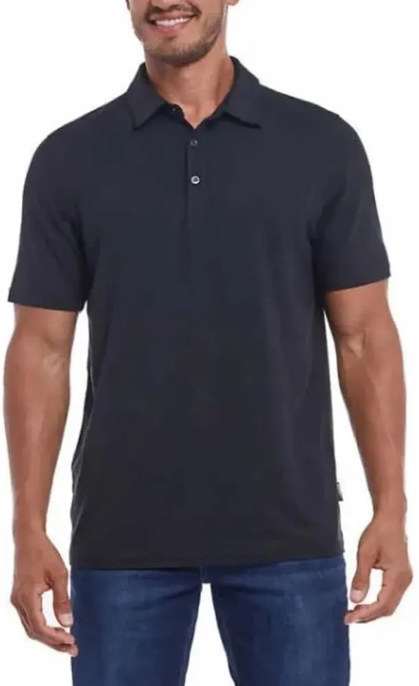 Gerry Mens Short Sleeve Brushed Knit Polo Shirt with 3-Button Closure, UPF 40 