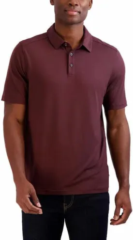 Gerry Mens Short Sleeve Brushed Knit Polo Shirt with 3-Button Closure, UPF 40 