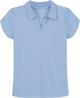 IZOD Girls' School Uniform Short Sleeve Polo Shirt, Button Closure, Moisture Wicking/Performance Material, Fade Resistant