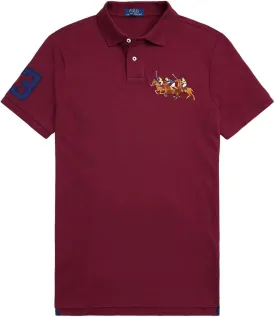 POLO RALPH LAUREN Mens Custom Slim Fit Mesh Triple Pony Polo Shirt