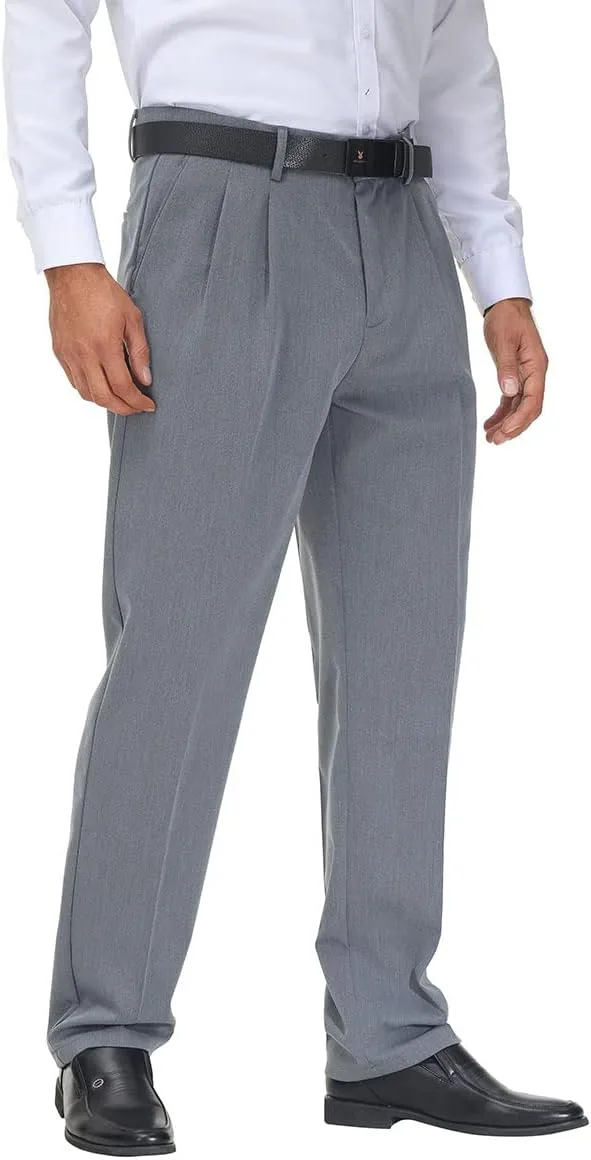 Soojun Men's Flex Pleated Front Classic Fit Dress Pants