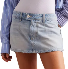 utcoco Women's 2025 Summer Casual Denim Skort Skirts Low Waisted Mini Jean Skirt Zip Fly Denim Skirt