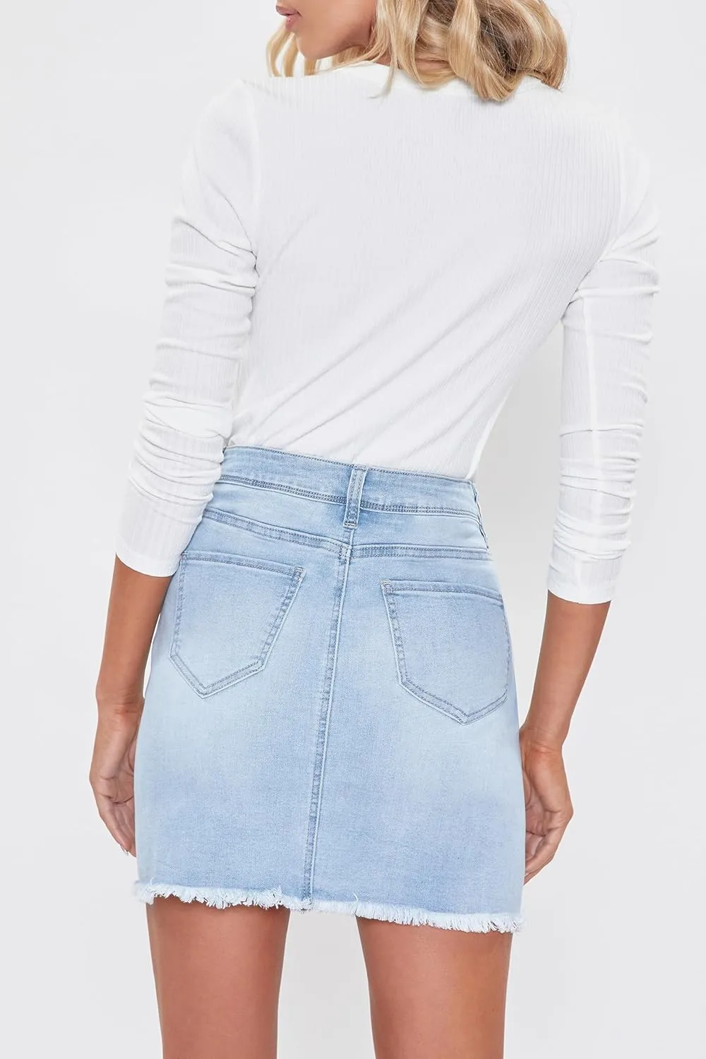 YMI Women's Essential Mini Skirt with Frayed Hem